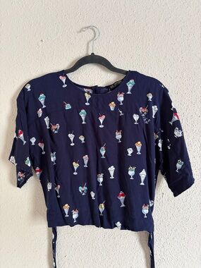Zara Navy Ice Cream Print Tee